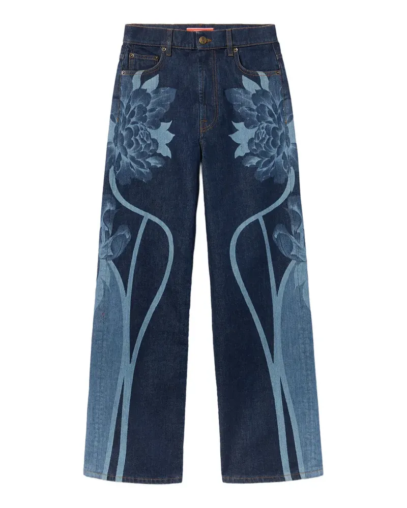 La DoubleJ Jeans mit Blumen-Print - Blau Blau