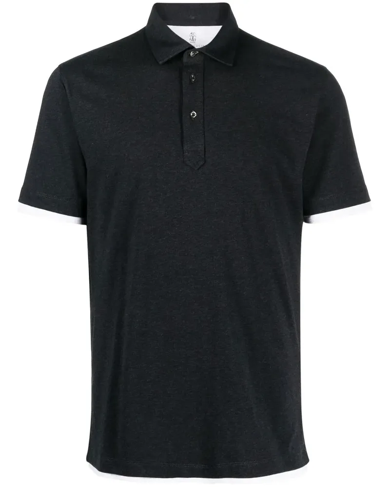 Brunello Cucinelli Poloshirt im Layering-Look - Schwarz Schwarz