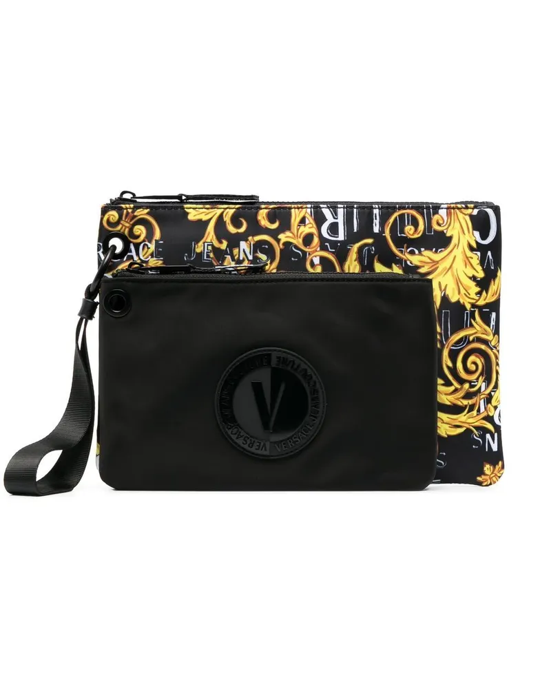Versace Jeans Clutch mit Logo-Print - Schwarz Schwarz