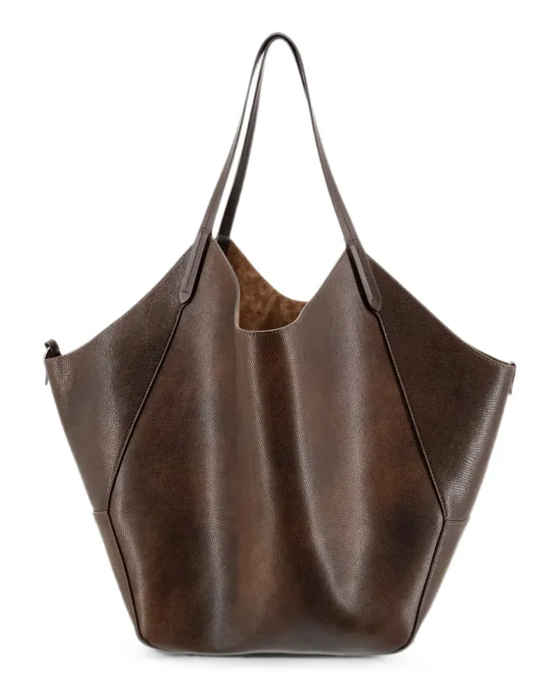 Brunello Cucinelli lizard-effect leather bucket bag - Braun Braun