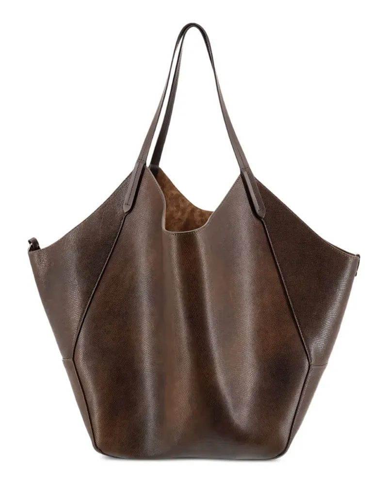 Brunello Cucinelli Beuteltasche mit Eidechsen-Effekt - Braun Braun