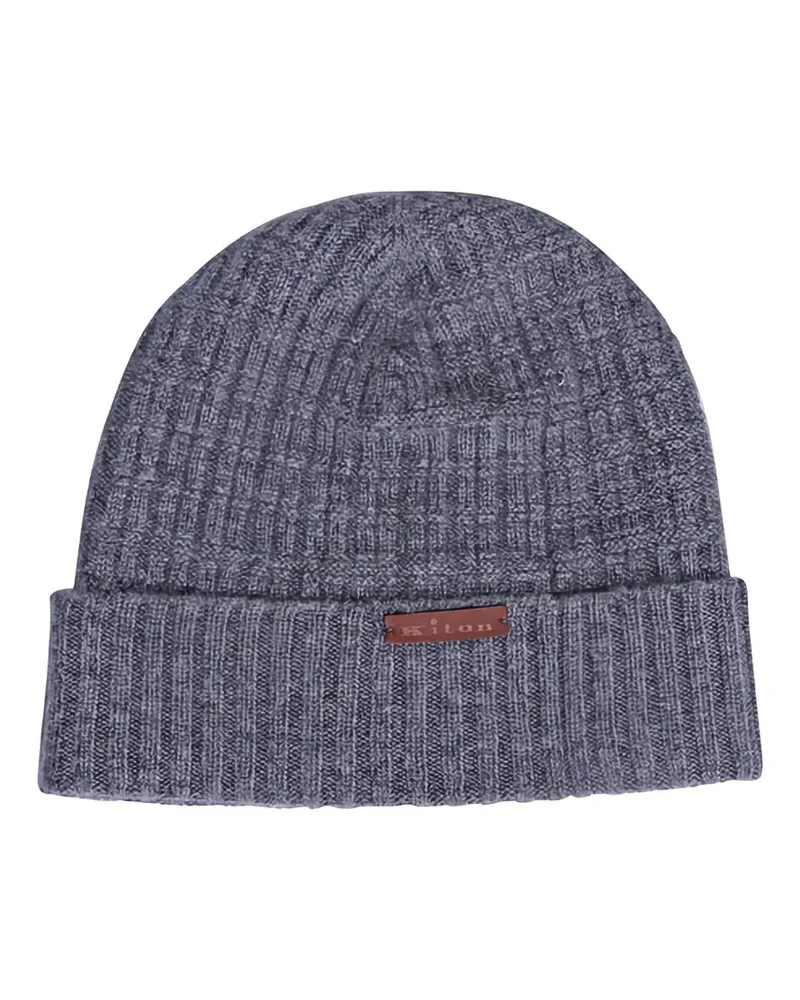 Kiton ribbed label beanie hat - Grau Grau