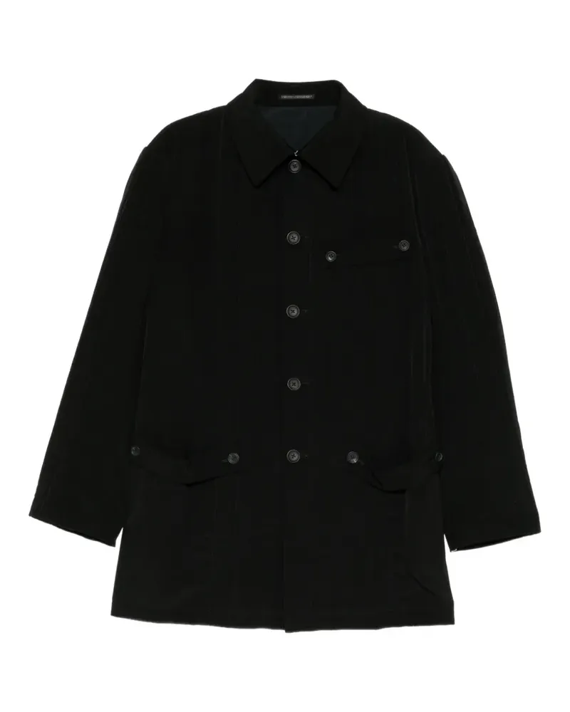 Yohji Yamamoto Wattierte Jacke mit Lasche - Schwarz Schwarz
