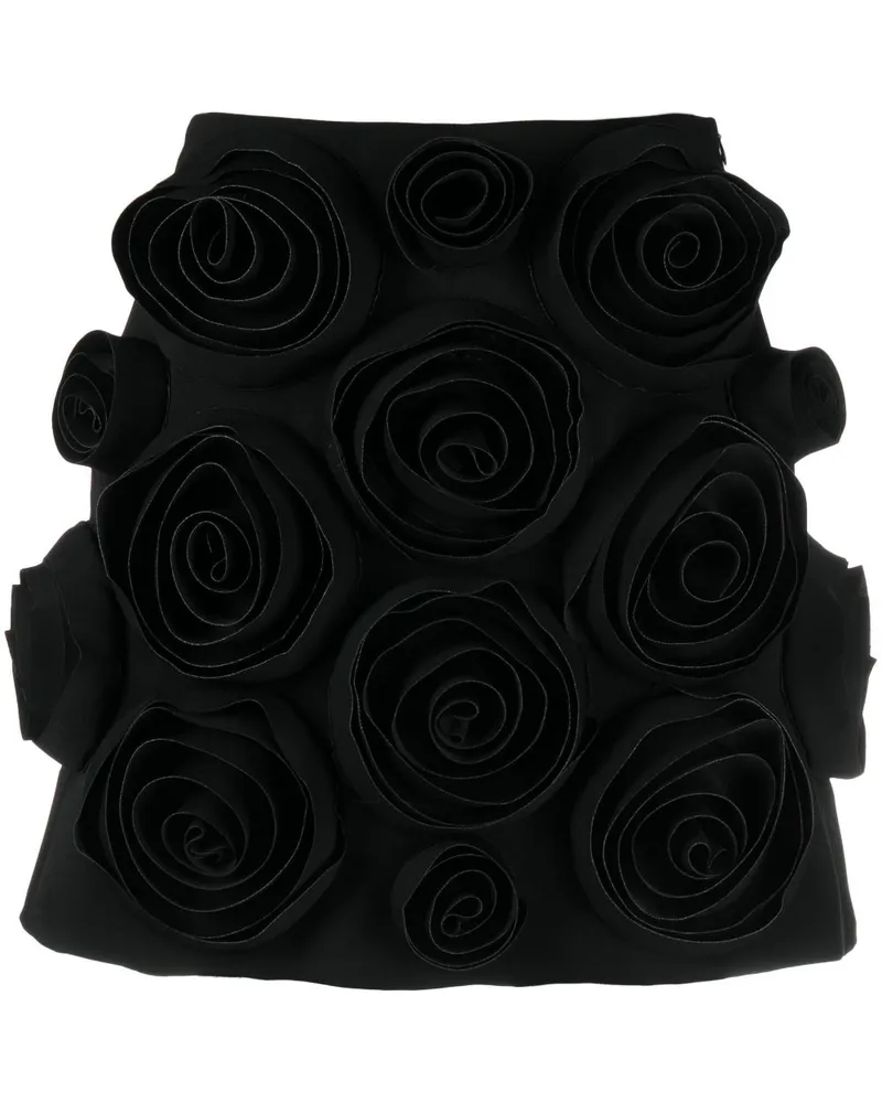 Viktor & Rolf Minirock mit Rosenapplikation - Schwarz Schwarz