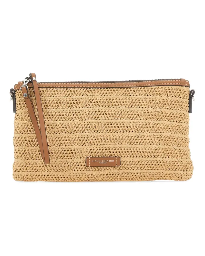 Gianni Chiarini medium Marcella woven-straw clutch bag - Nude Nude