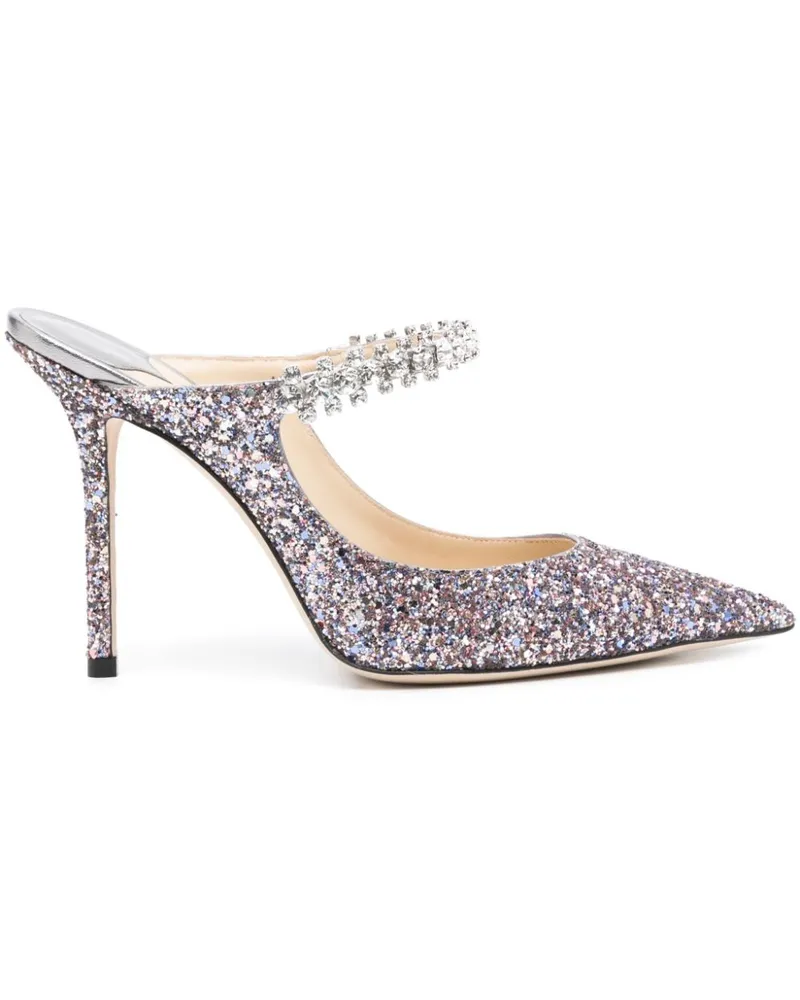 Jimmy Choo Bing Mules mit Glitter 100mm - Rosa Rosa