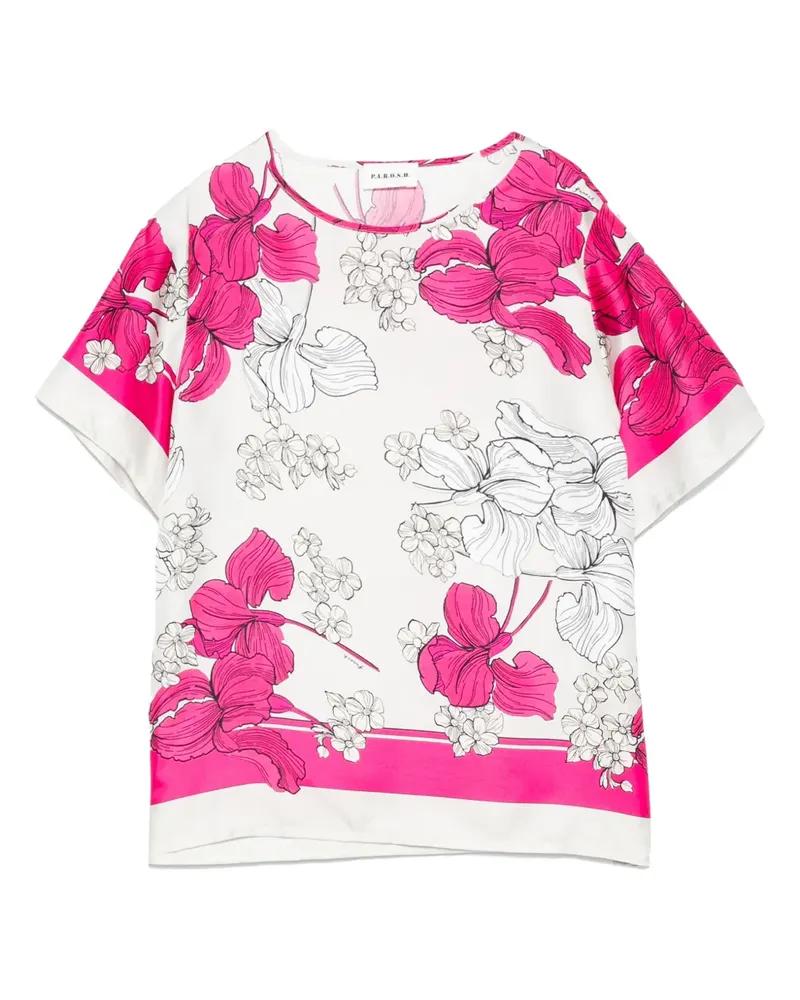 P.A.R.O.S.H. P.A.R.O H. T-Shirt mit Blumen-Print - Grau Grau