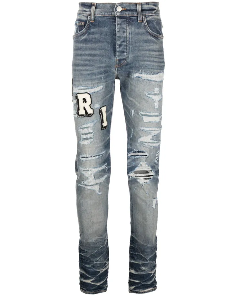 Amiri Varsity Skinny-Jeans im Distressed-Look - Blau Blau