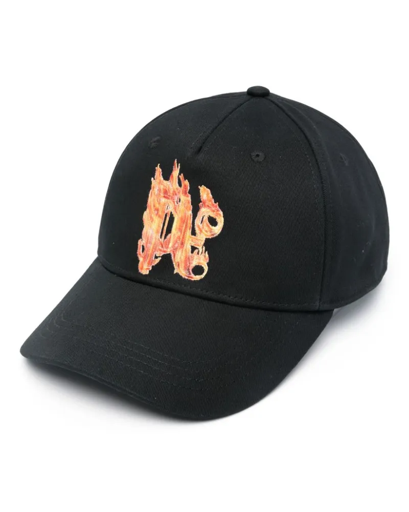 Palm Angels Burning Baseballkappe mit Monogramm-Stickerei - Schwarz Schwarz
