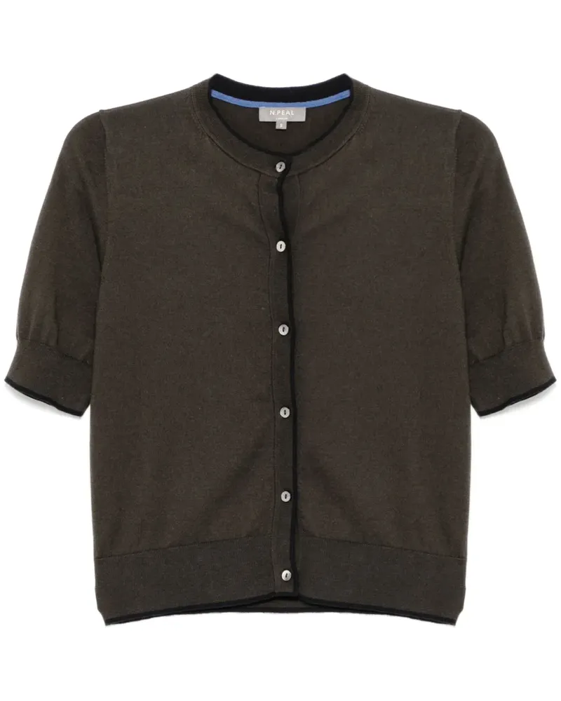 N.Peal T-Shirt mit Knopfverschluss - Grün Grün