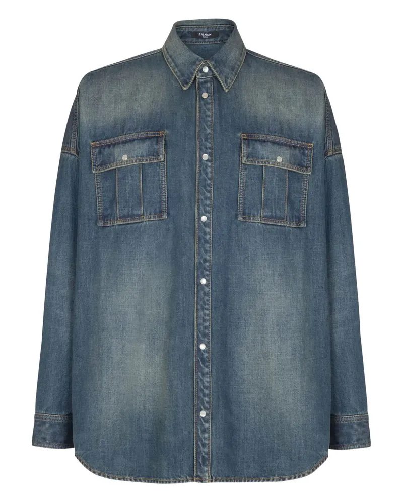 Balmain Hemd mit Klappentaschen - Blau Blau