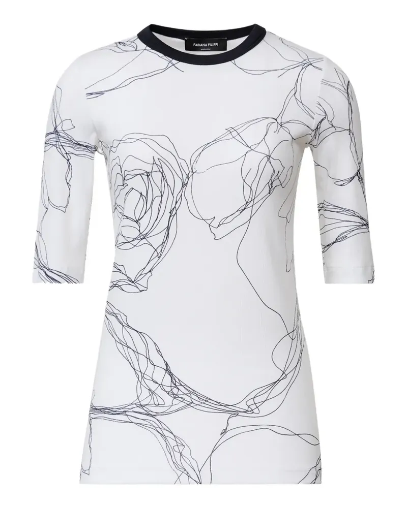 Fabiana Filippi T-Shirt mit abstraktem Print - Weiß Weiß