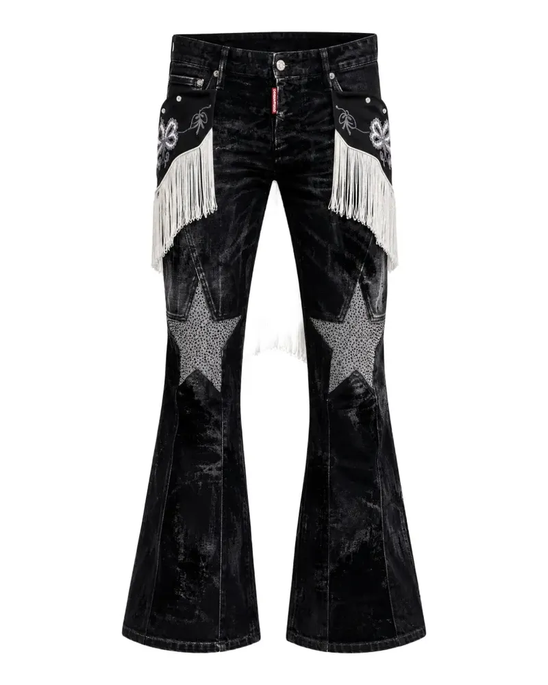 Dsquared2 fringe-detail star-patch jeans - Schwarz Schwarz