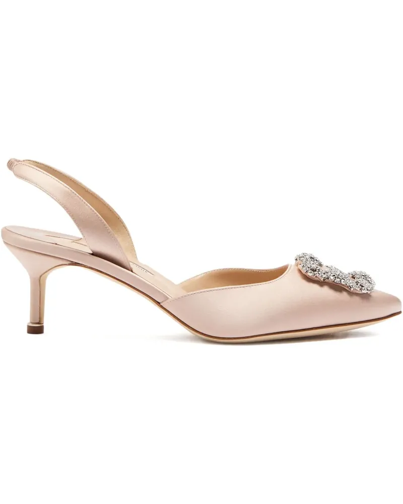 Manolo Blahnik Hangisli Pumps mit Schnalle 70mm - Nude Nude
