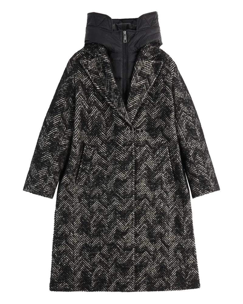Fay herringbone hooded coat - Schwarz Schwarz