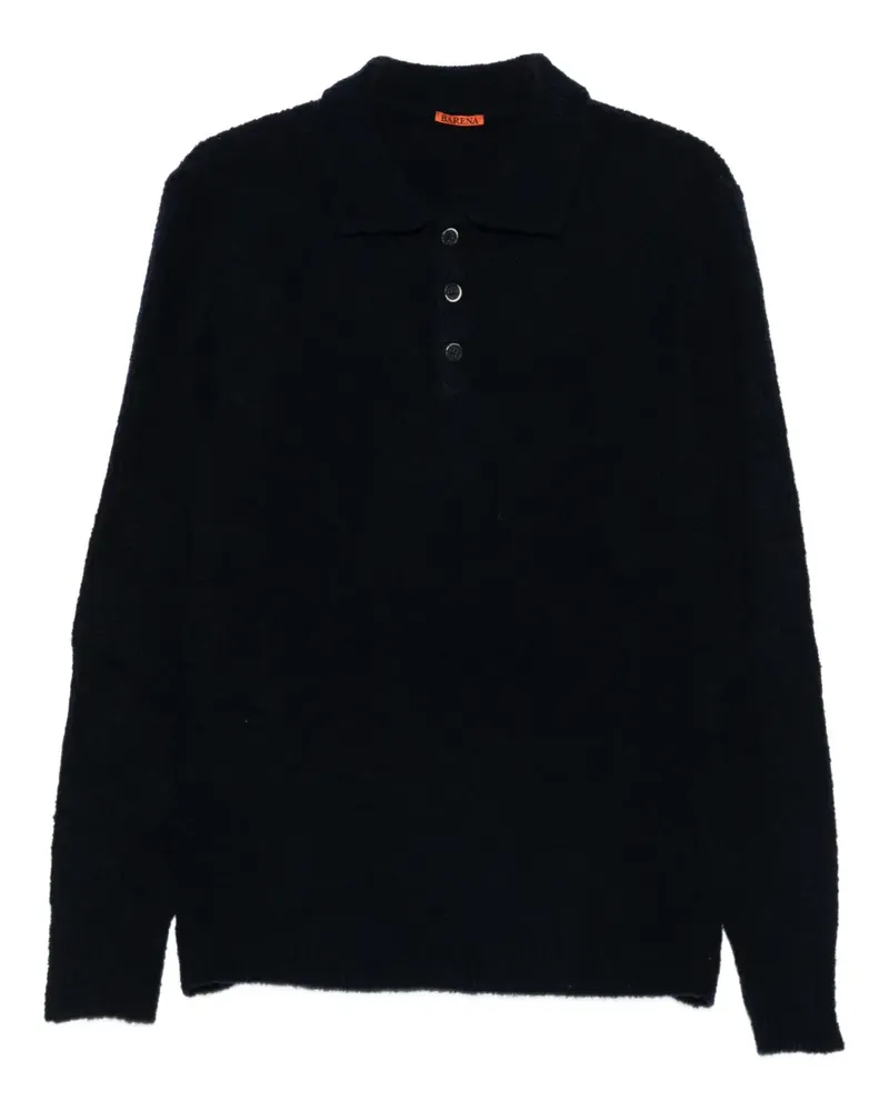 BARENA Langärmeliges Woll-Poloshirt - Blau Blau