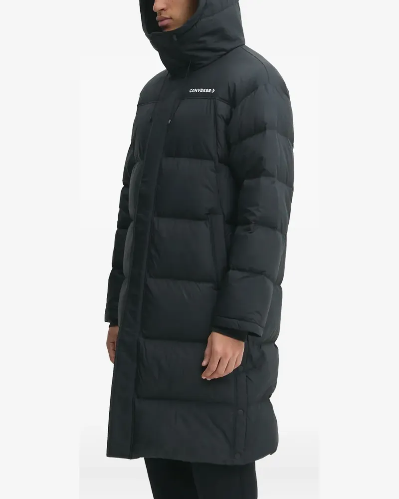 Converse logo-print padded coat - Schwarz Schwarz