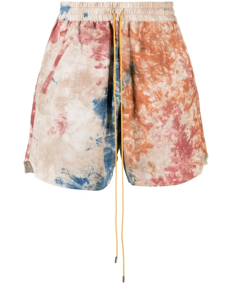 RHUDE Shorts aus Leinen mit Batikmuster Nude