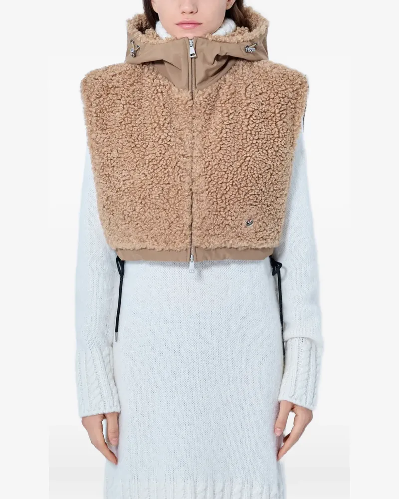 Moncler sherpa-textured hooded jacket - Nude Nude