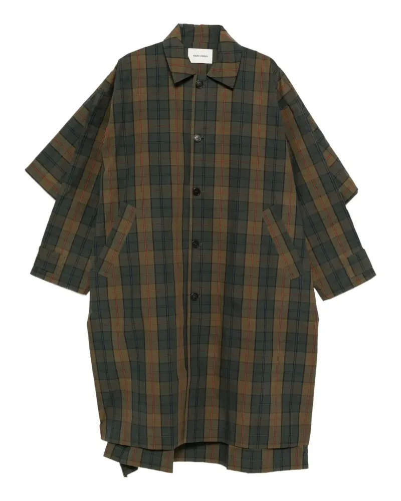 Henrik Vibskov tartan layered-sleeve coat - Grün Grün