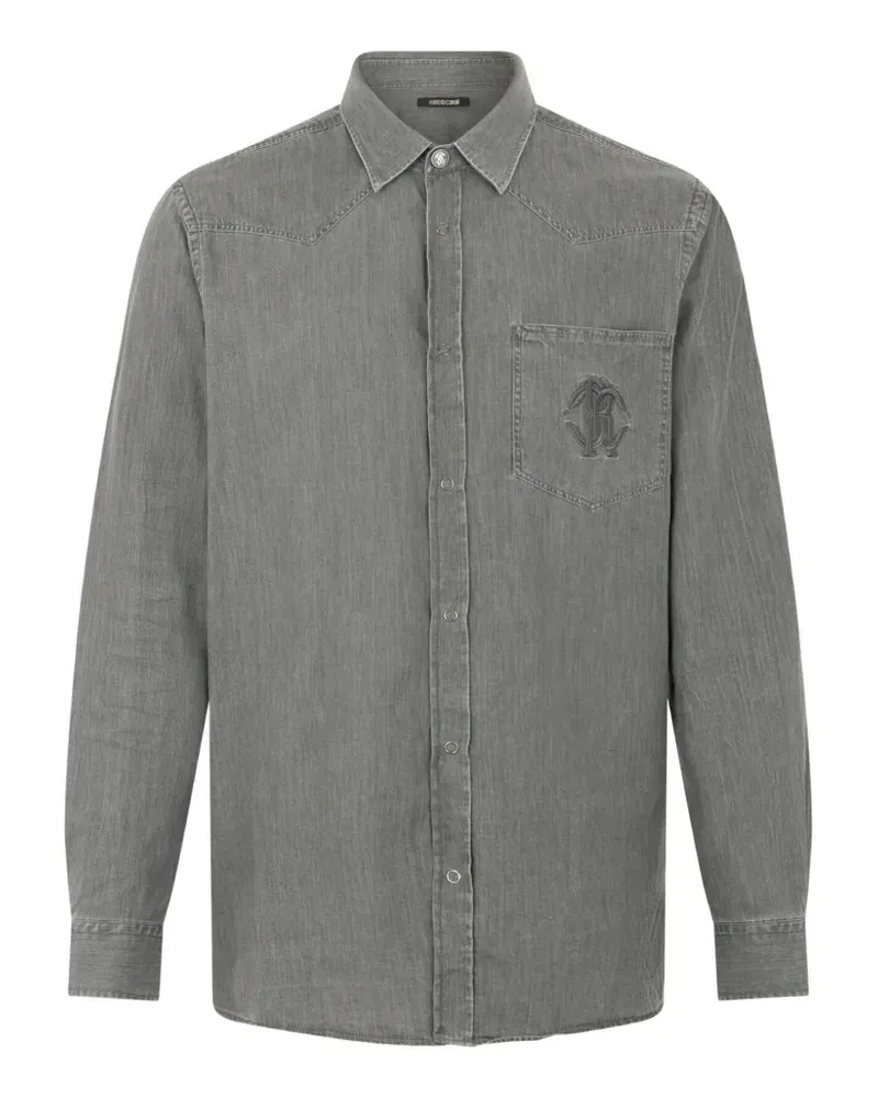 Roberto Cavalli Hemd mit Logo-Stickerei - Grau Grau