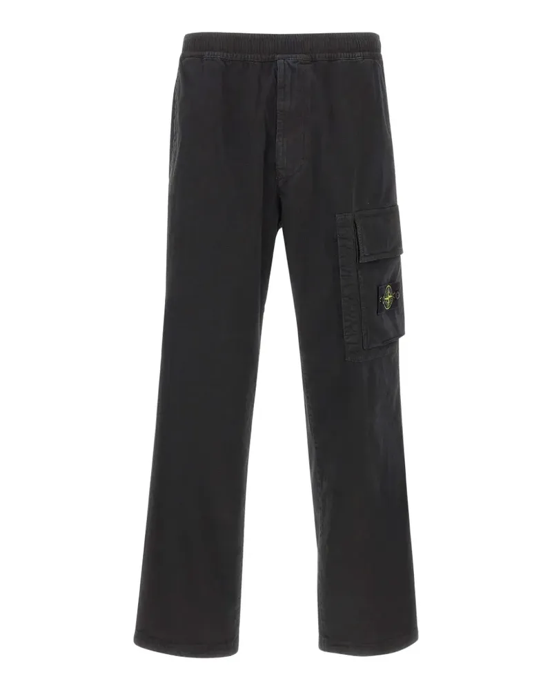 Stone Island 3100036 Stretch-Jogginghose aus Bio-Twill mit lockerem Schnitt und Kordelzug - Schwarz Schwarz