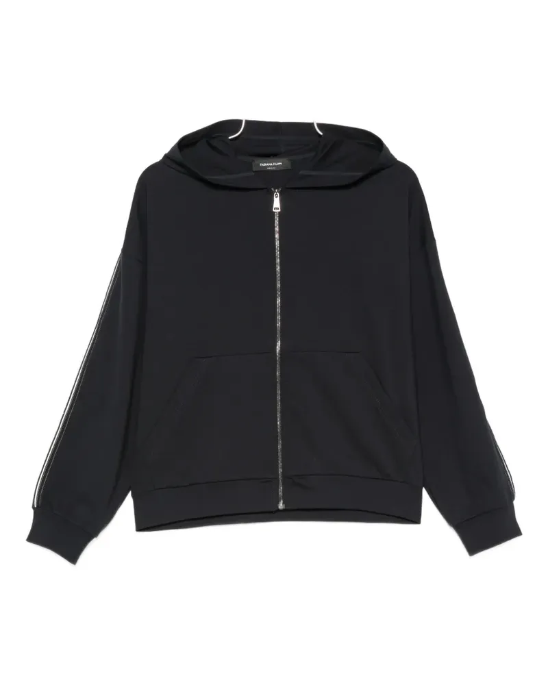 Fabiana Filippi zip-fastening side-stripe hoodie - Blau Blau