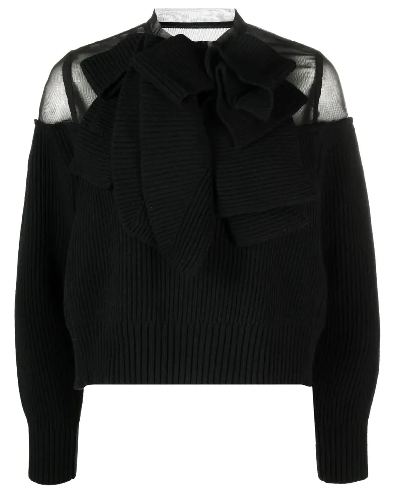 Sacai Semi-transparentes Oberteil - Schwarz Schwarz