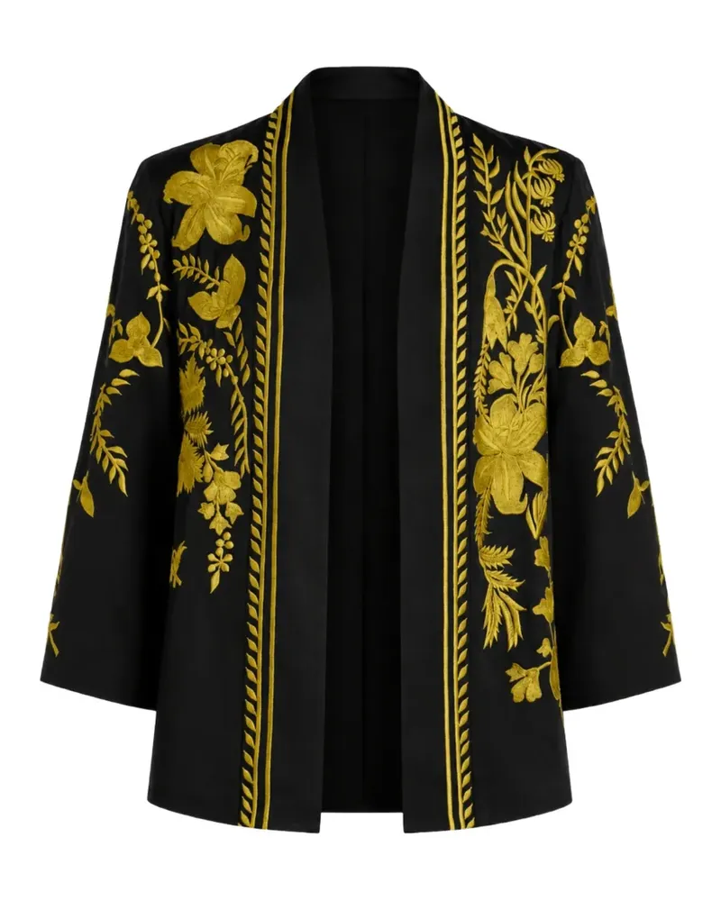 Temperley London Thisbe Cape mit Blumenstickerei - Schwarz Schwarz