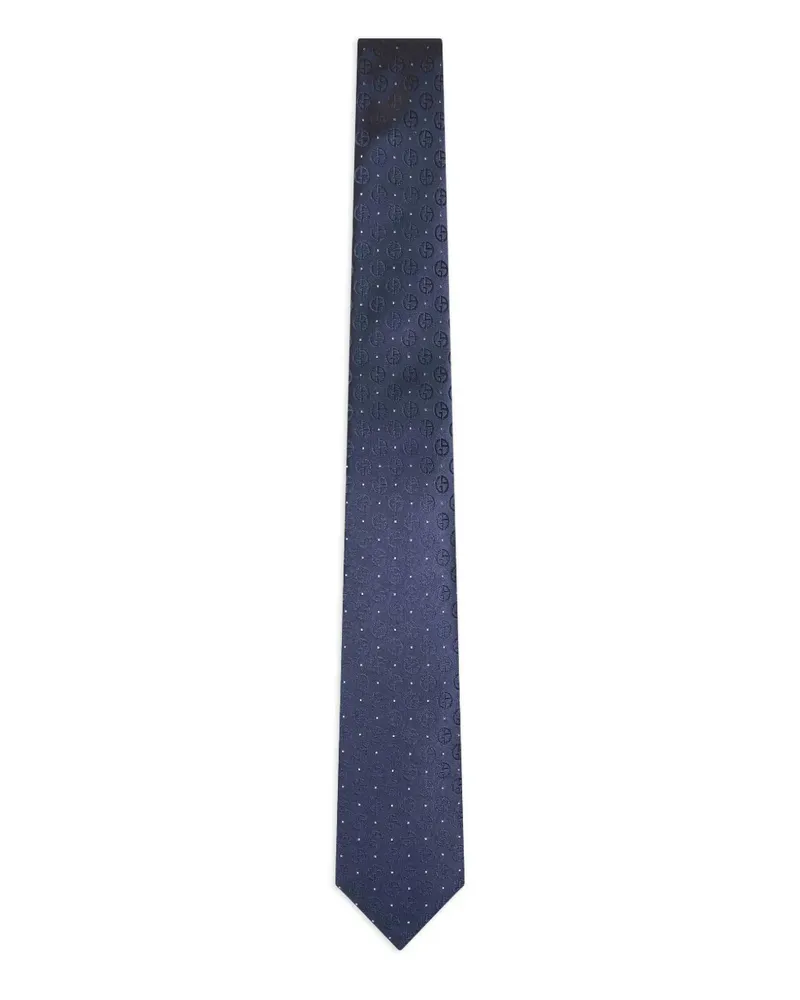 Giorgio Armani Krawatte mit Monogrammmuster - Blau Blau