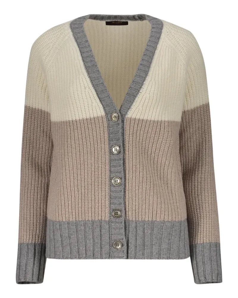 MOORER Janine Cardigan in Colour-Block-Optik - Nude Nude