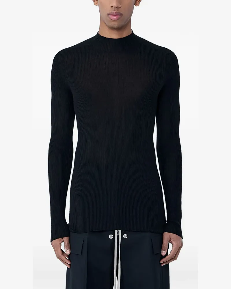 Rick Owens Geripptes Oberteil mit Stehkragen - Schwarz Schwarz