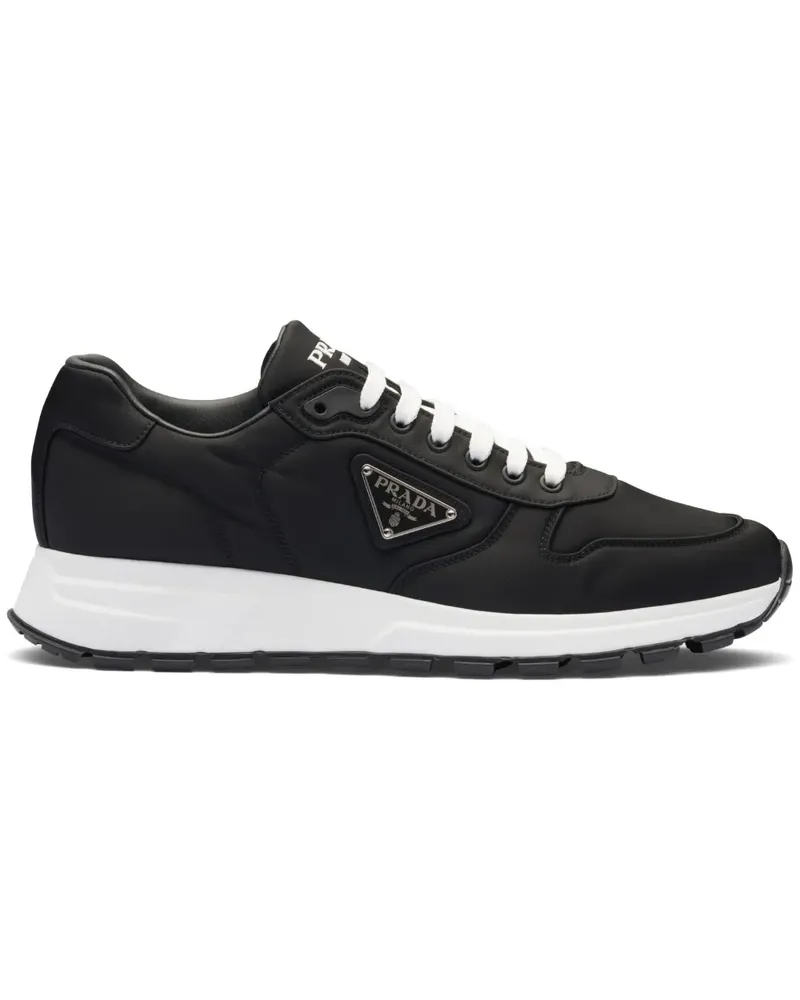 Prada Sneakers mit Logo-Schild - Schwarz Schwarz