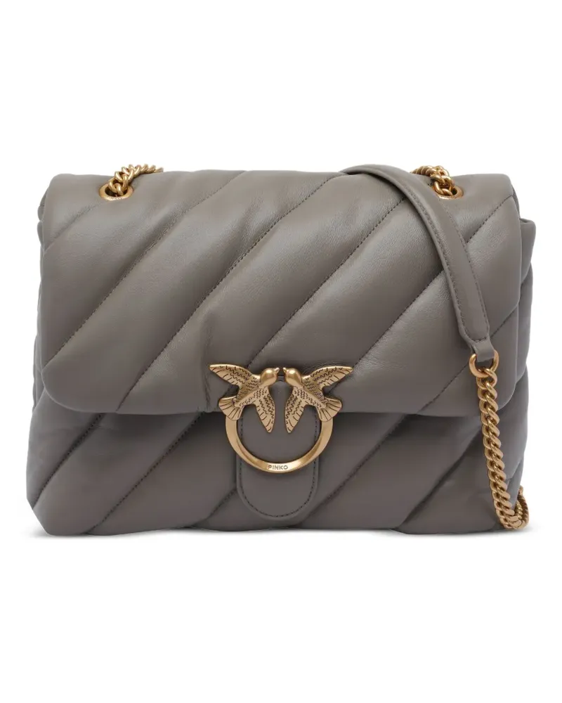 Pinko Gesteppte Schultertasche mit Vogeldetail - Grau Grau