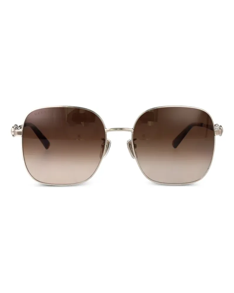 Gucci Horsebit-detail square-frame sunglasses - Gold Gold