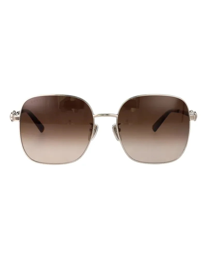 Gucci Horsebit-detail square-frame sunglasses - Gold Gold