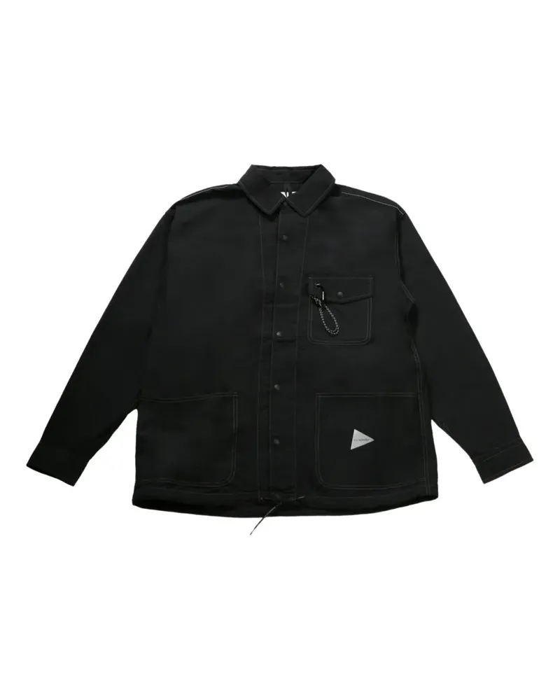 and wander contrast-stitch denim jacket - Schwarz Schwarz