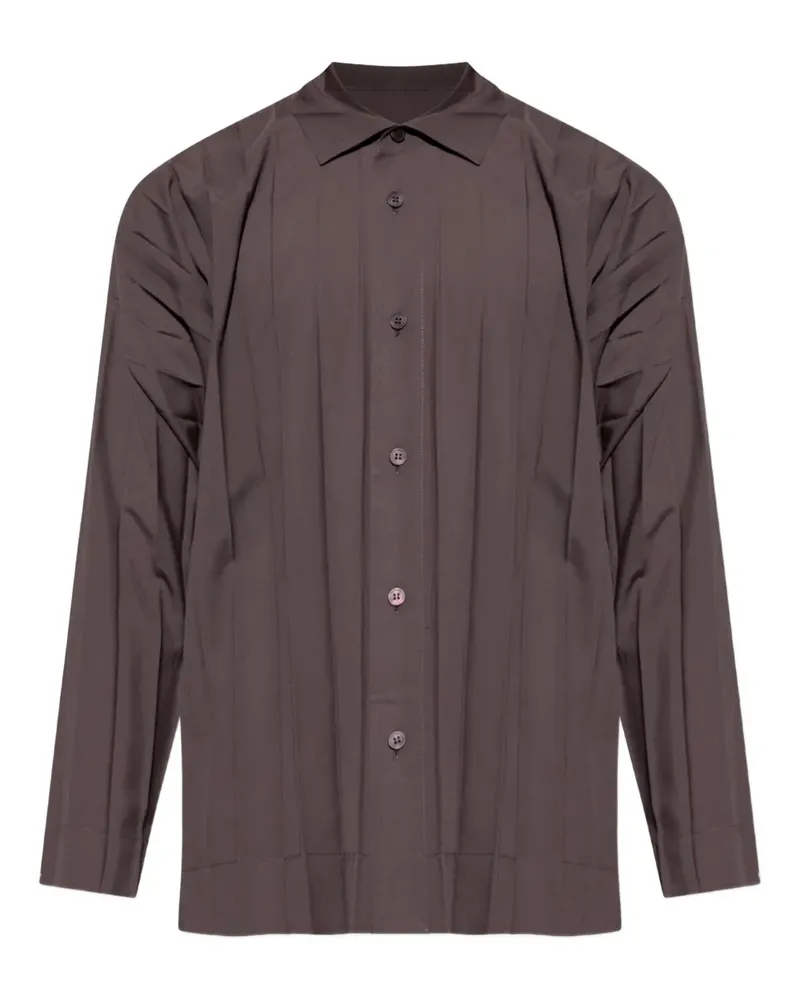 Issey Miyake Edge pleated long-sleeve shirt - Braun Braun