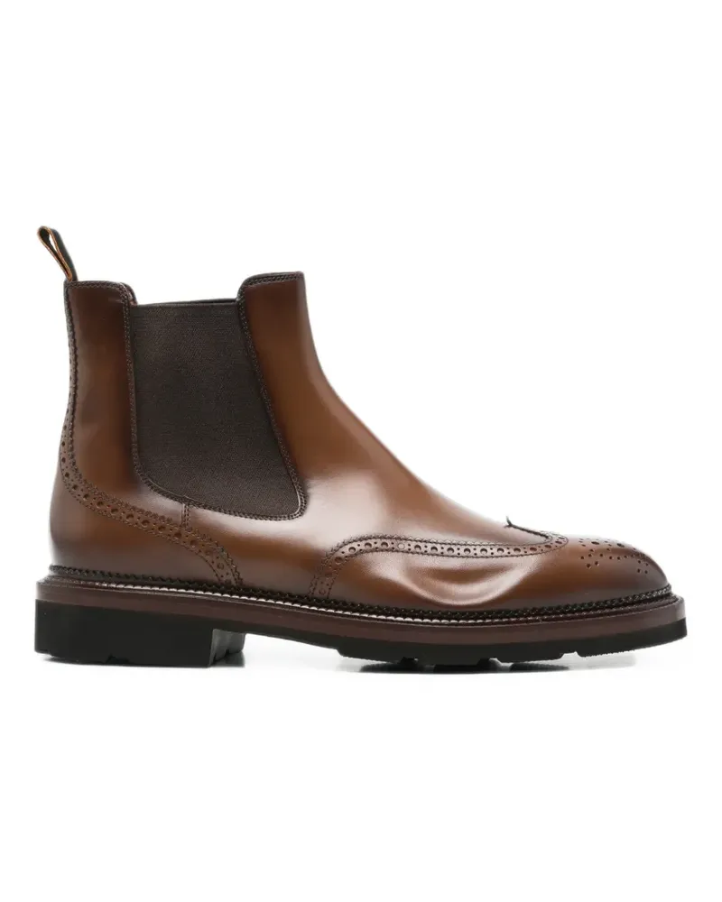 Santoni Stiefel mit Budapester-Detail - Braun Braun