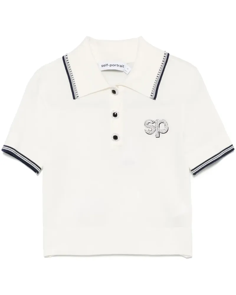 Self-Portrait Poloshirt mit SP-Patch - Weiß Weiß