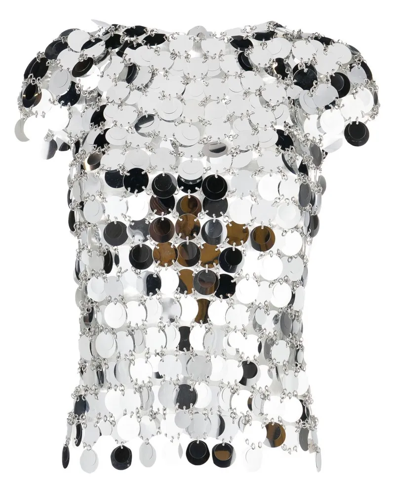 Paco Rabanne Oberteil aus Metallic-Plättchen - Silber Silber