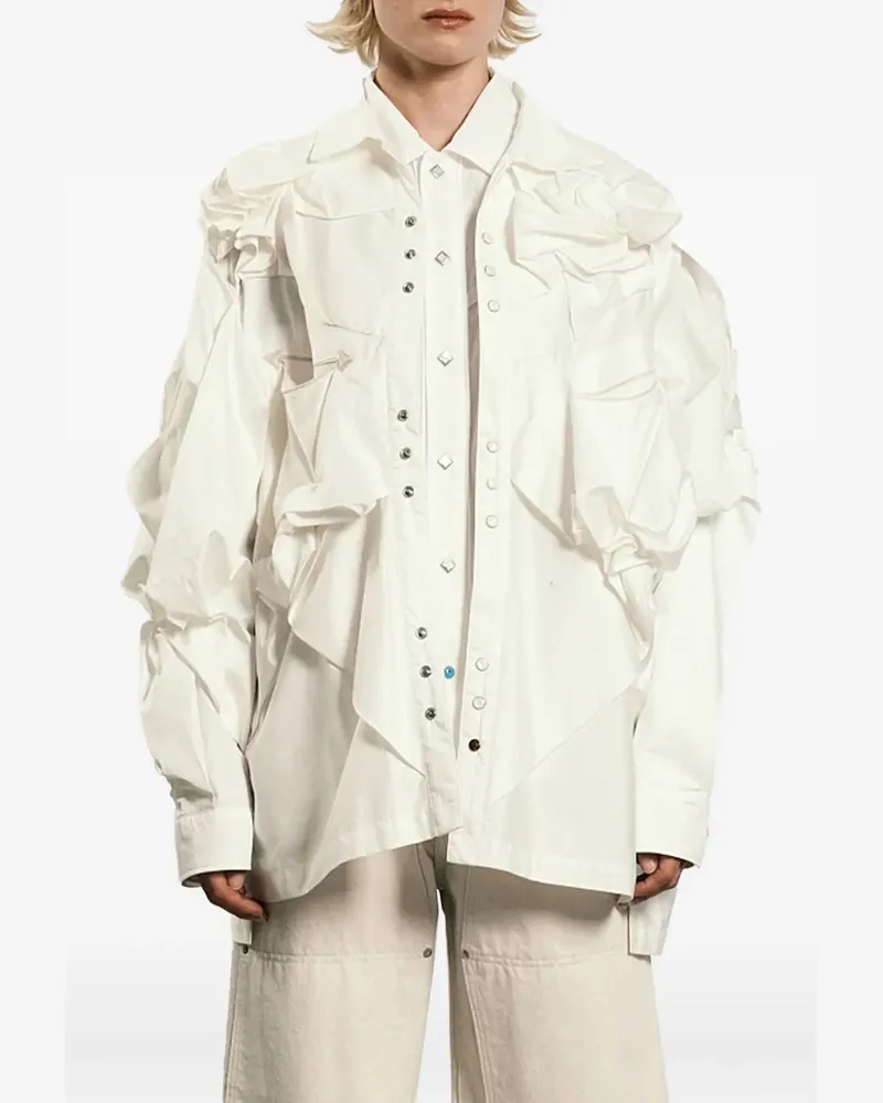 TANAKA Hemd mit Rüschen im Layering-Look - Weiß Weiß