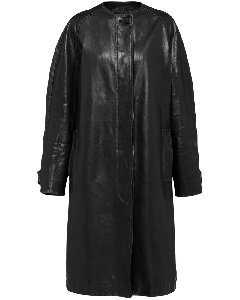 Prada Einreihiger Ledermantel - Schwarz Schwarz