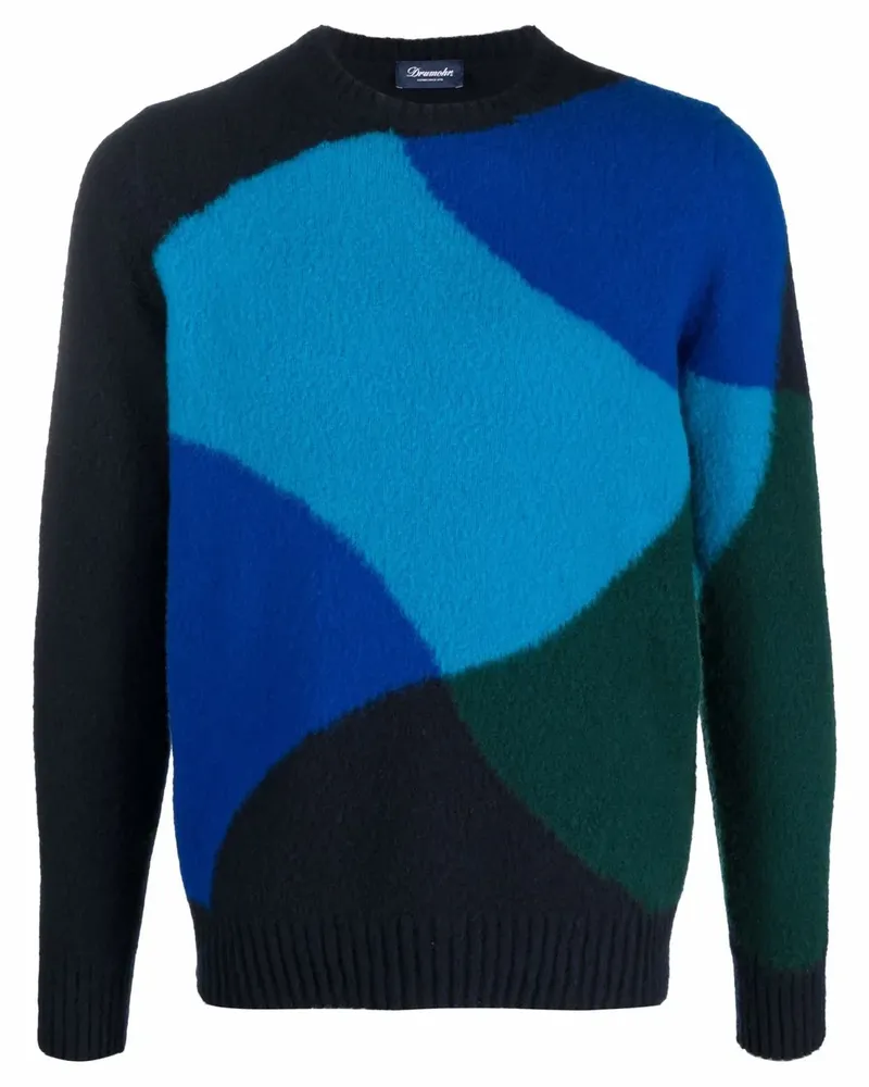 Drumohr  Pullover in Colour-Block-Optik - Blau Blau