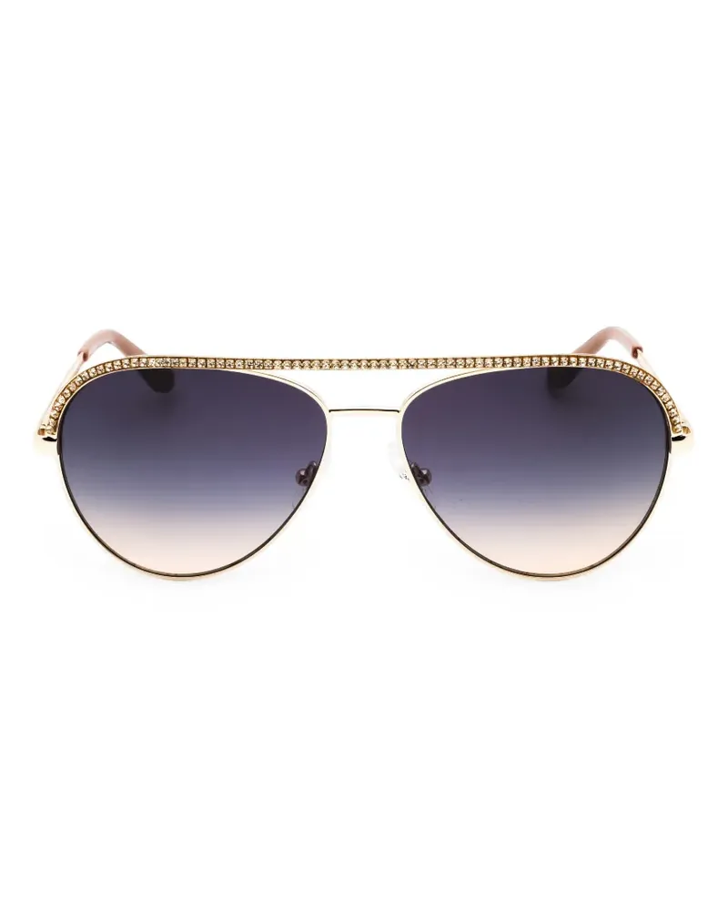 Guess crystal-embellished pilot-frame sunglasses - Gold Gold