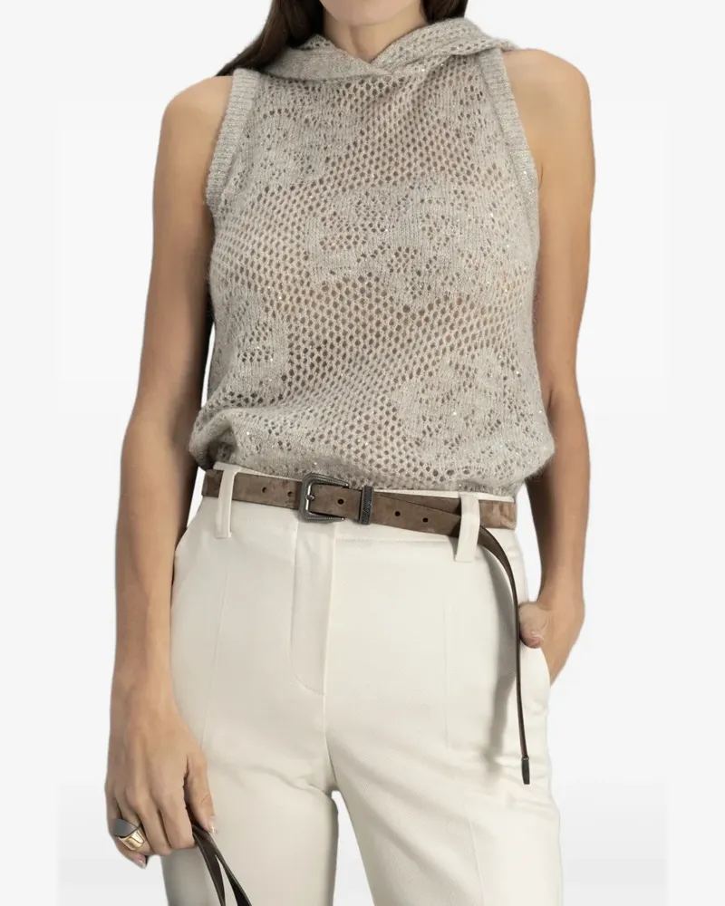 Brunello Cucinelli Pullunder mit Pailletten - Nude Nude