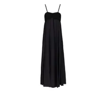 Gehäkeltes Bustier-Seidenkleid - Schwarz