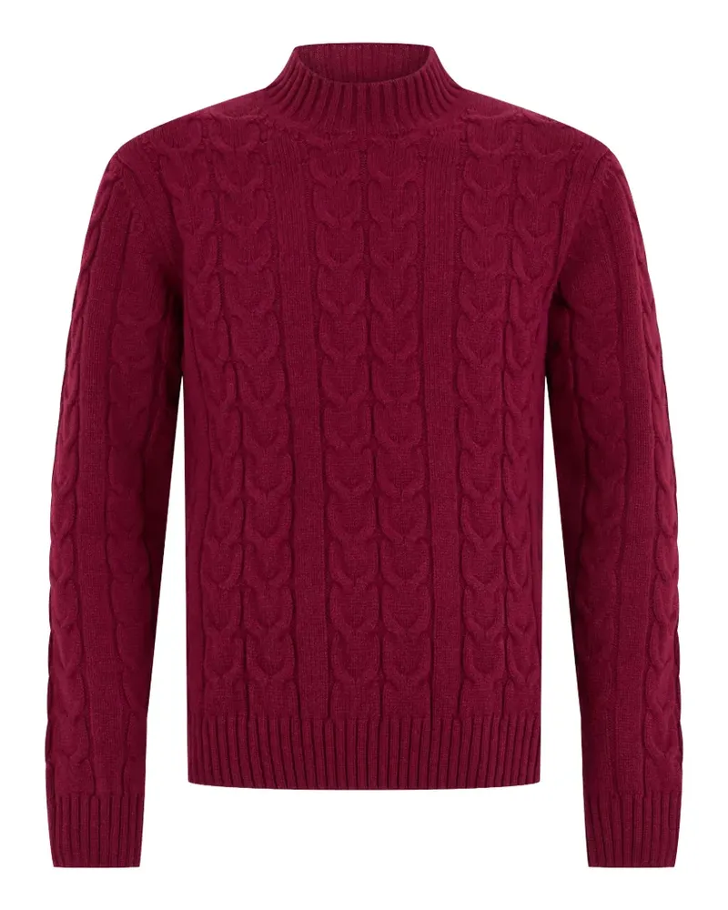 Slowear Stehkragen-Pullover mit Zopfmuster - Rot Rot