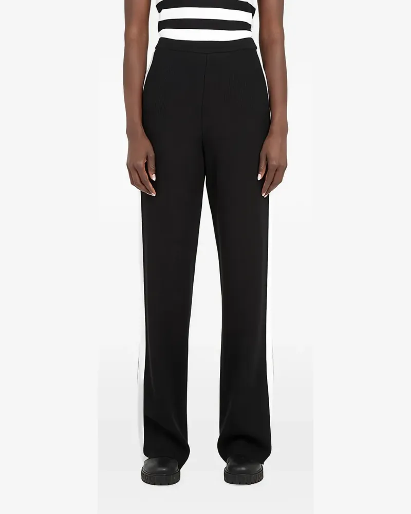 Ferragamo Gerippte Strickhose mit Seitenstreifen - Schwarz Schwarz