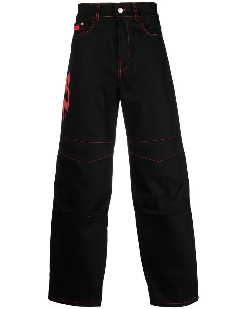 GCDS Straight-Leg-Jeans mit Logo-Print - Schwarz Schwarz
